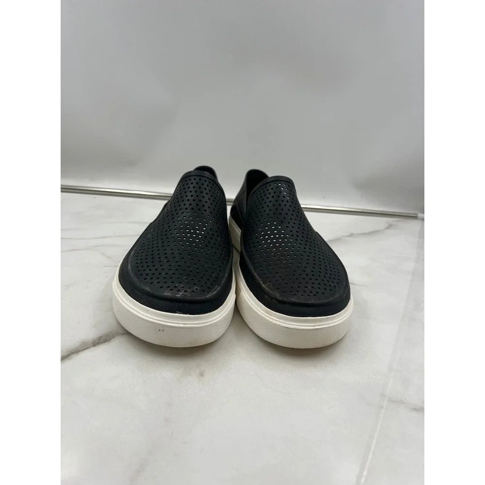 Crocs CitiLane Shoes Mens 13 Roka Black White Perforated Slip On Sneakers